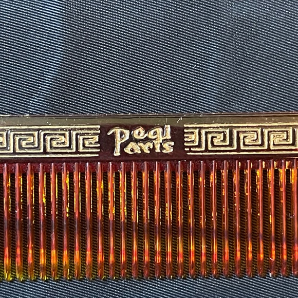 Vintage 50’s Pegi Paris Clutch With Branded Amber Celluloid Tortoise Shell Comb - Picture 8 of 9